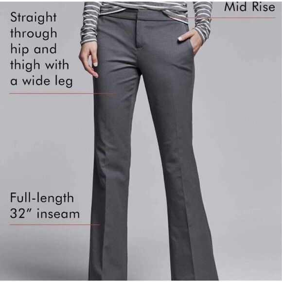 Banana Republic Martin Fit Stretch Pants Wool Trousers Gray Wide Leg Women’s 14 - Picture 1 of 13